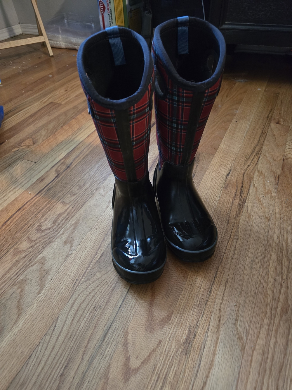 BOGS Red Plaid and Black Slip-On Shoe
